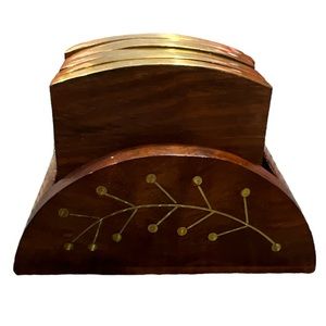 Rusticity Wooden Coasters with Gold Accent